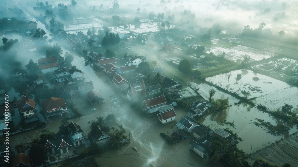 Flooded Village in the Mist Flooded Village in the Mist