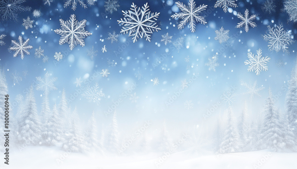 Winter background with snowflakes. Christmas and New Year concept.