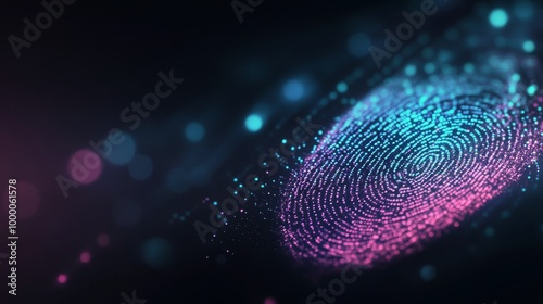 Digital fingerprint design showcasing vibrant blue and pink patterns against ...