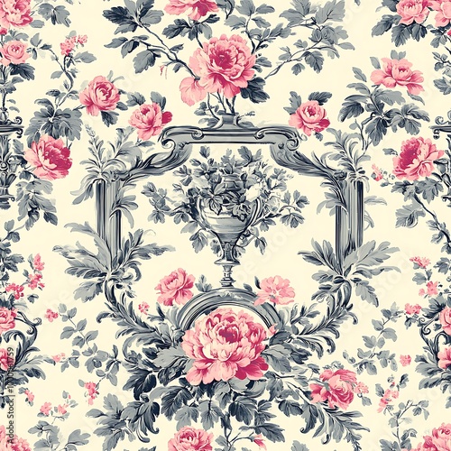 An ornate floral pattern forms a seamless, elegant background.