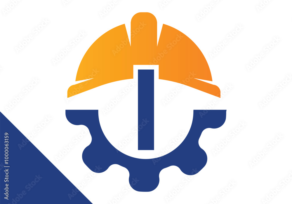 Initial Letter I with Gear and Helmet. Gear engineer logo design vector Initial Letter I with Gear and Helmet. Gear engineer logo design vector