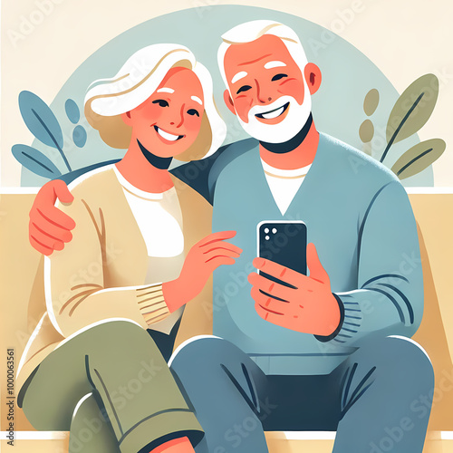 Happy Senior Couple Sharing a Moment on a Smartphone
