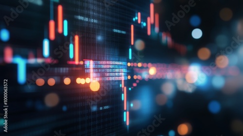 Dynamic digital financial graph reflecting market trends and data fluctuations