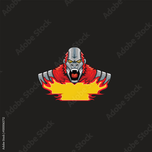 gorilla red head, perfect for esport logo or mascot, you can add your team name