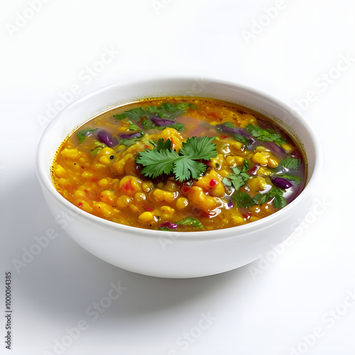 Delicious dal tadka in a white bowl