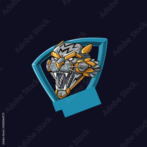 robotic mecha tiger head, perfect for esport logo or mascot, you can add your team name