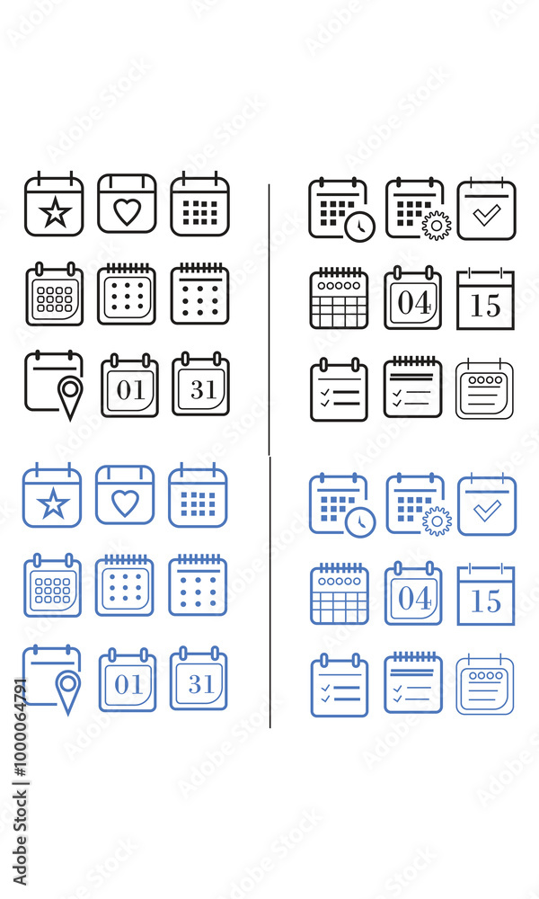 Date and calendar icons set Date and calendar icons set