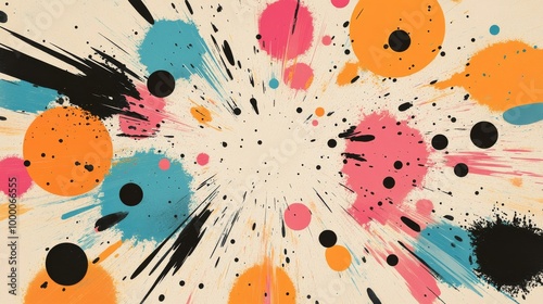 Colorful abstract splashes of paint on a textured background creating a vibra...