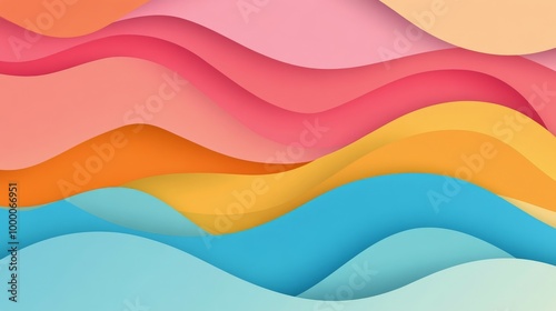 Vibrant abstract waves of color creating a dynamic background in a modern des...