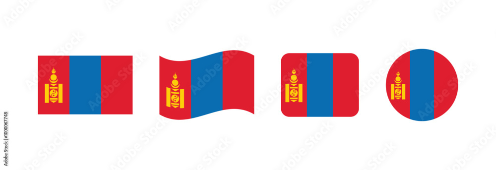 Vector Mongolia flag. Set of Mongolia Flags Collection. 
