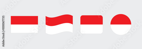 

Vector Indonesia flag. Set of Indonesia Flags Collection. 