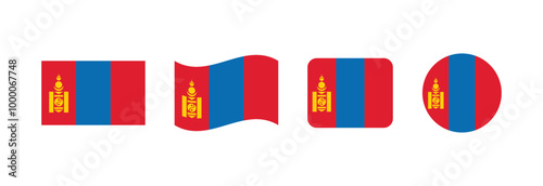 Vector Mongolia flag. Set of Mongolia Flags Collection. 
