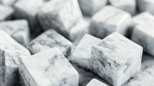 Natural marble stones arranged artistically on a surface highlighting their u...