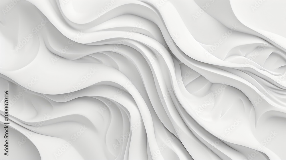 White background of gypsum smooth relief waves. Abstract banner. AI generative. White background of gypsum smooth relief waves. Abstract banner. AI generative.