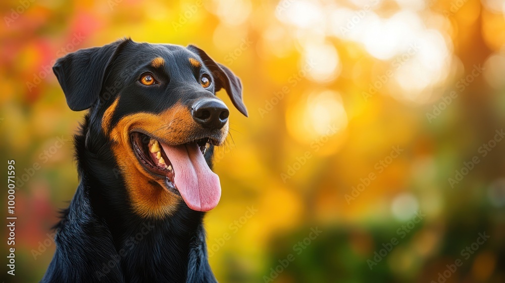 A happy dog with a vibrant background, showcasing joy and companionship. A happy dog with a vibrant background, showcasing joy and companionship.
