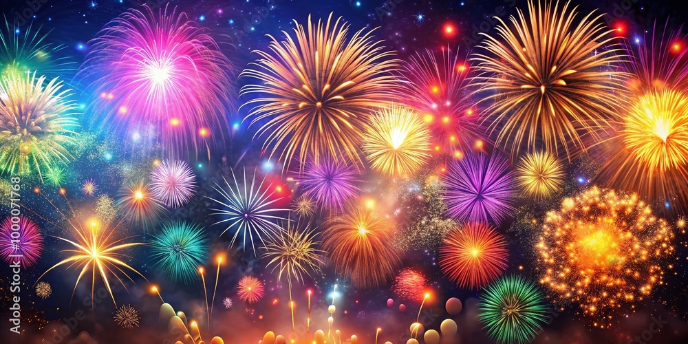 Festive New Year's Eve Banner with Colorful Fireworks and Vibrant Celebration Elements for Parties Festive New Year's Eve Banner with Colorful Fireworks and Vibrant Celebration Elements for Parties
