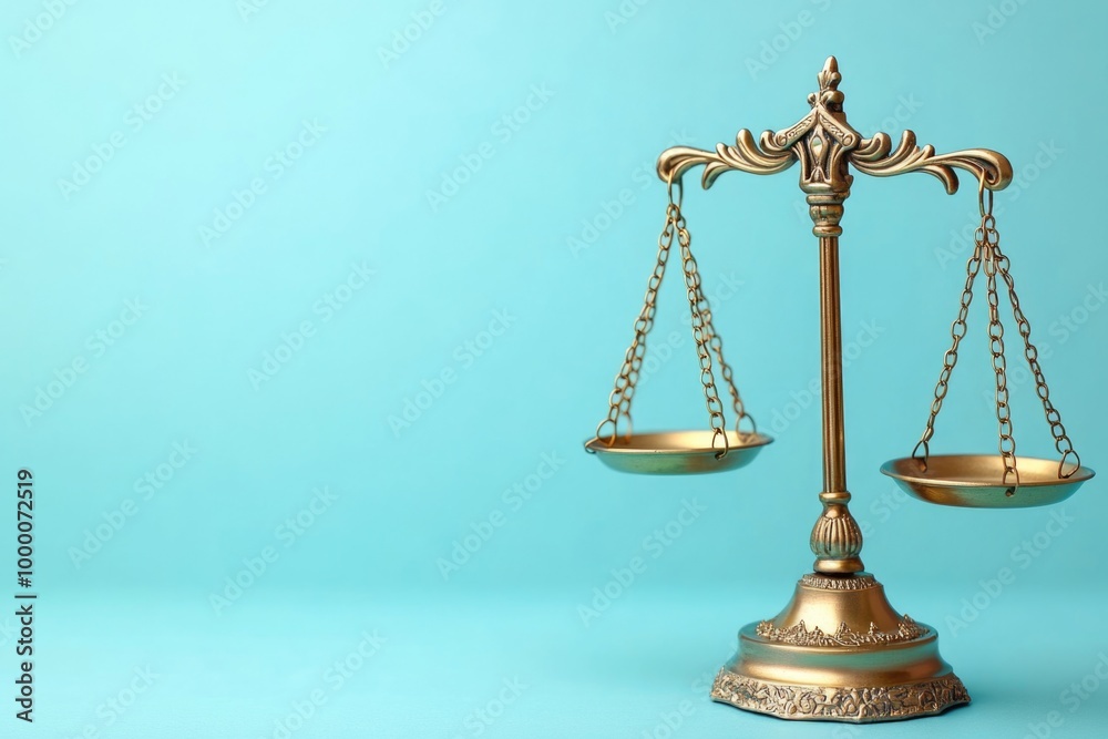 A Serene Representation of Justice and Ethics on a Soft Pastel Blue Canvas