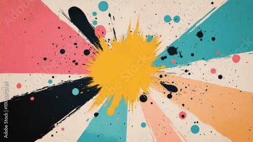 Colorful abstract splashes of paint on a textured background creating a vibra...