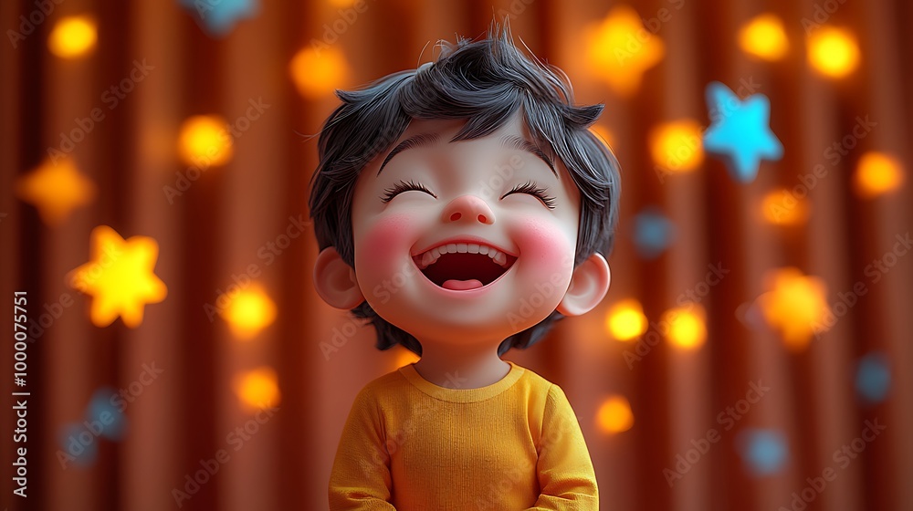 Cheerful Chibi Character Expressing Joyful Emotion Cheerful Chibi Character Expressing Joyful Emotion