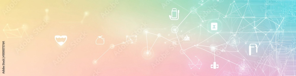 Fototapeta premium Abstract graphic with icons representing health, technology, and connectivity.