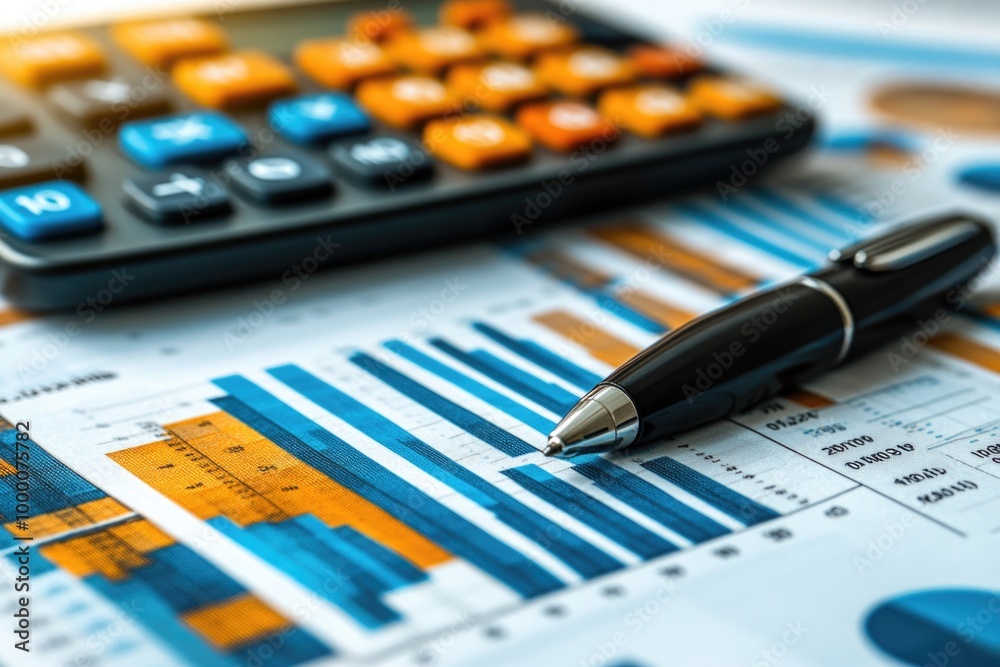 Analyzing Financial Data with a Calculator and Pen Amidst Charts and Graphs