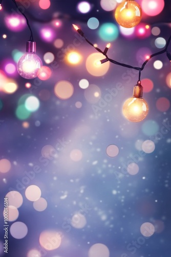 Twinkling fairy lights illuminate a dreamy background during a festive evenin...