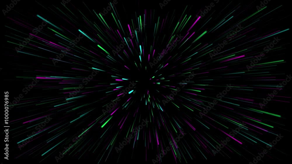 abstract backAbstract of warp or hyperspace motionground with lights. Speedy starburst galaxy. on black background