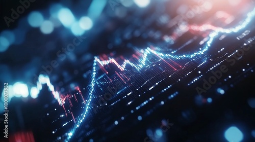 Dynamic digital financial graph reflecting market trends and data fluctuations