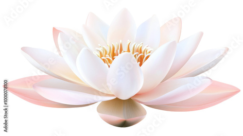 White Lotus Flower with Pink Tips.