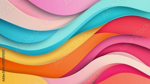 Vibrant abstract waves of color creating a dynamic background in a modern des...