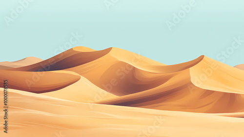 Vast desert scenery featuring rolling dunes perfect for showcasing adventure and travel products with a minimalistic backdrop. Rolling Dunes. Illustration