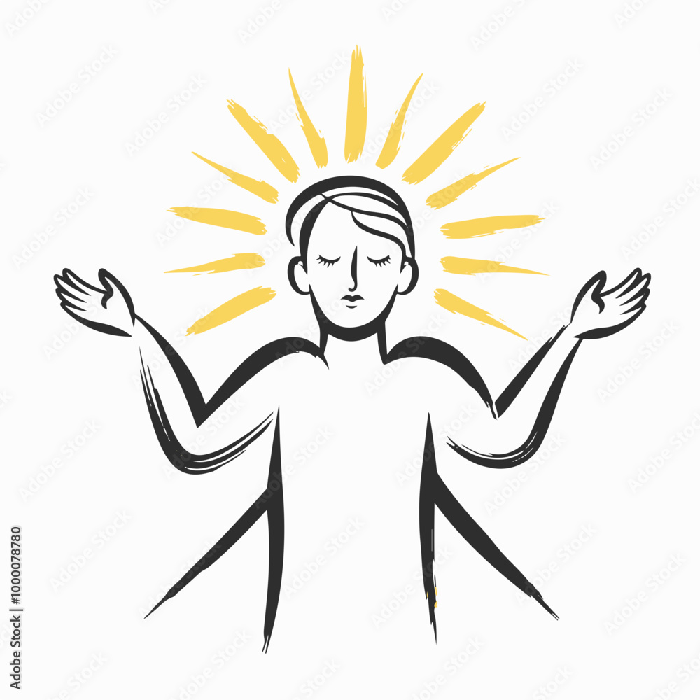 Abstract Figure with Radiant Sunburst Emblem Abstract Figure with Radiant Sunburst Emblem