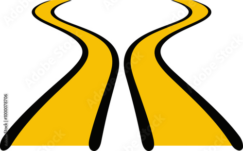 Stylized Vector Illustration of Winding Road