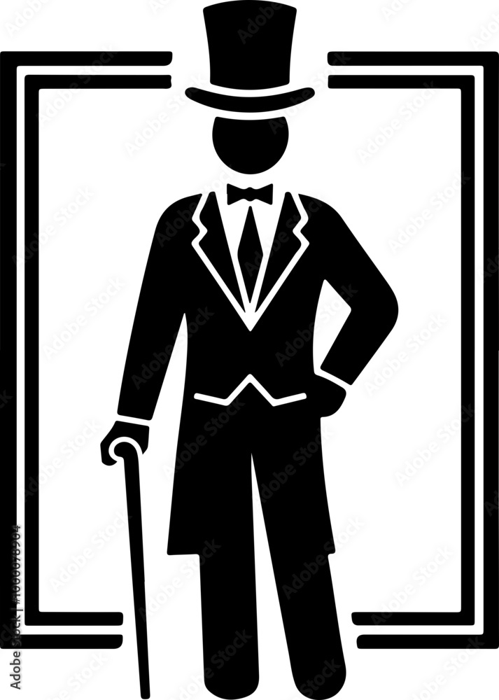 Obraz premium Elegant Man in Suit with Top Hat Vector Design