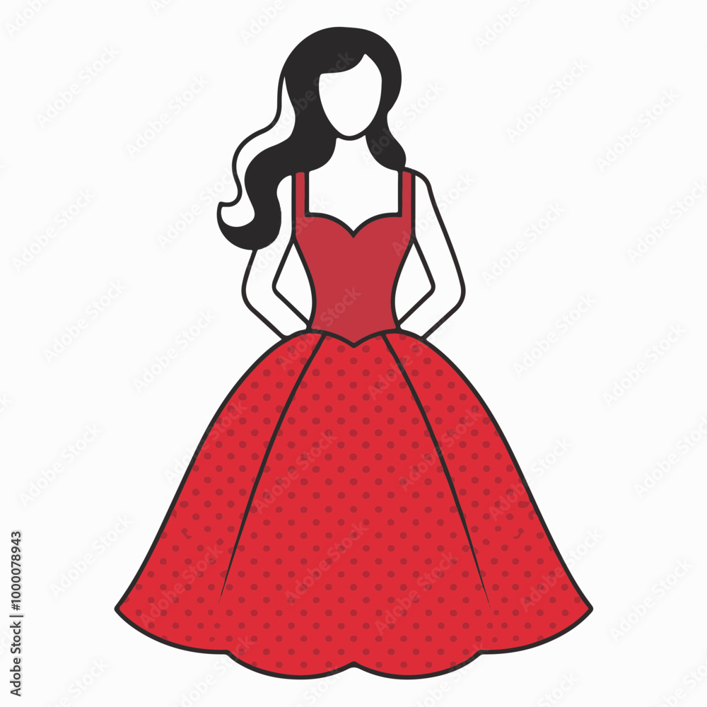 Elegant Vector Lady in a Polka Dot Red Dress Elegant Vector Lady in a Polka Dot Red Dress