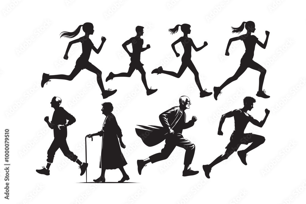 jogging silhouette vector Bundle jogging silhouette vector Bundle
