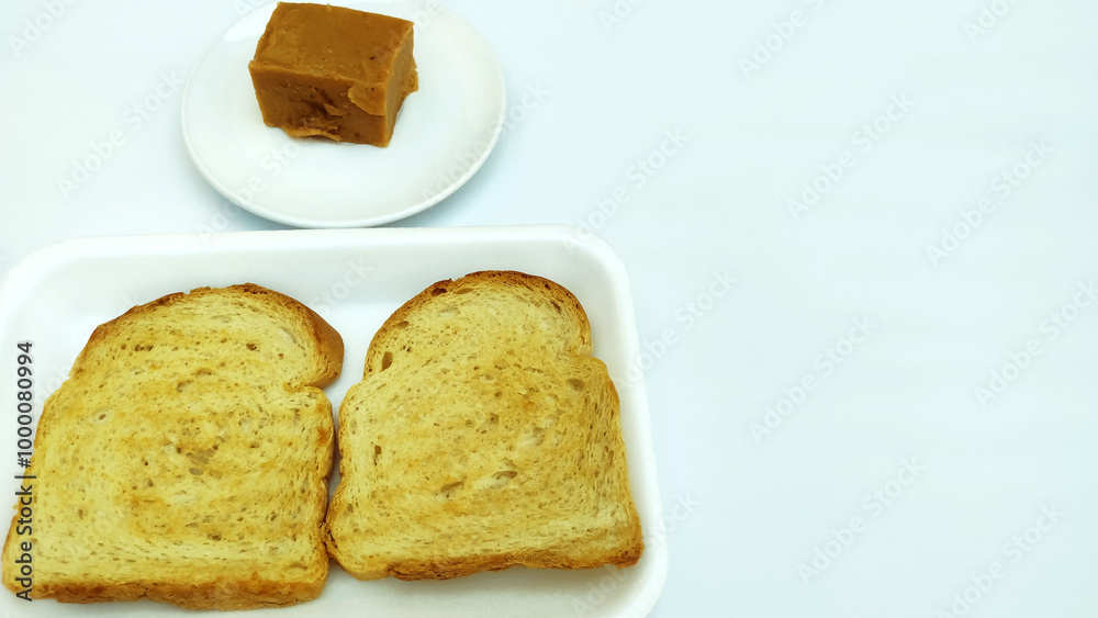 Toasts and banana sweet with copy space
Toasts and banana sweet with copy space