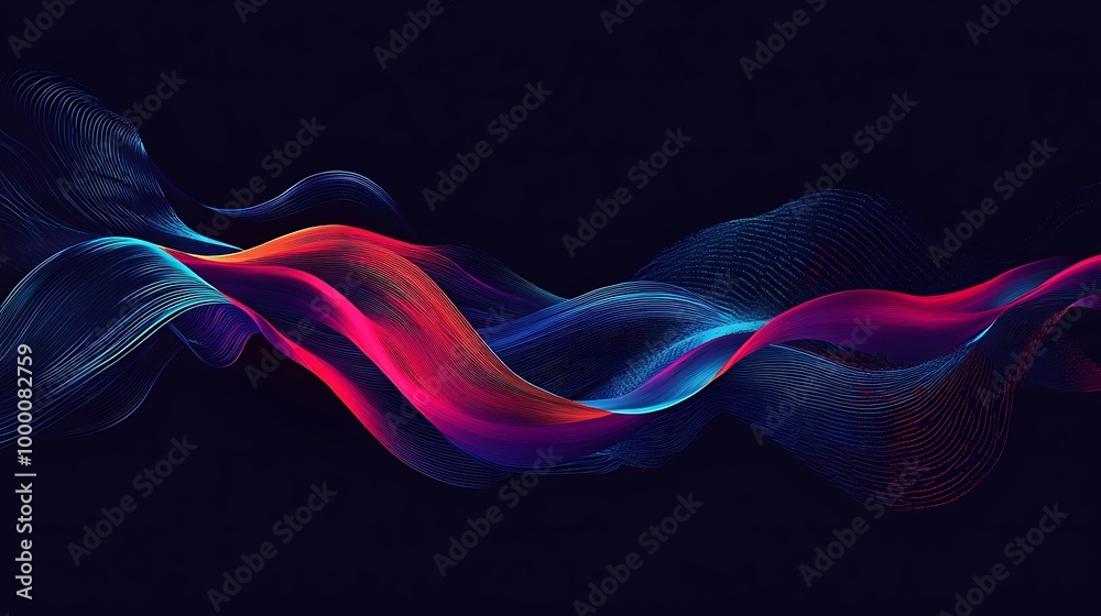 Obraz premium Abstract colorful waves on a dark background.