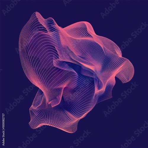 Design a 3D laser wireframe vector art of an abstract geometric shape