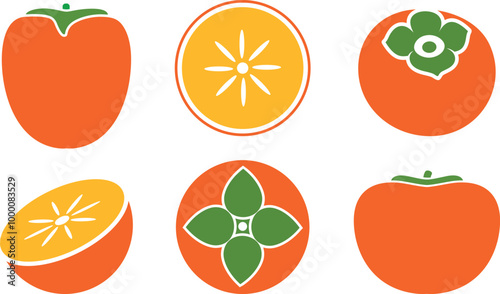 Persimmon logo. Isolated persimm on white background