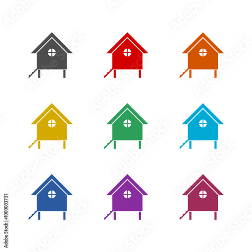Chicken coop icon isolated on white background. Set icons colorful