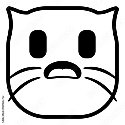 Worry Cat Emoji. Simple Animal Head Icon.