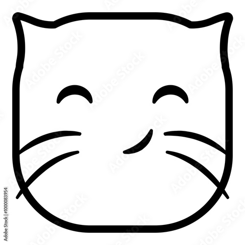 Smile Cat Emoji. Simple Animal Head Icon.