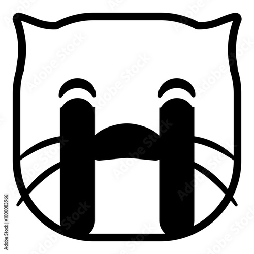 Sob Cat Emoji. Simple Animal Head Icon.