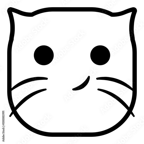 Smirk Cat Emoji. Simple Animal Head Icon.