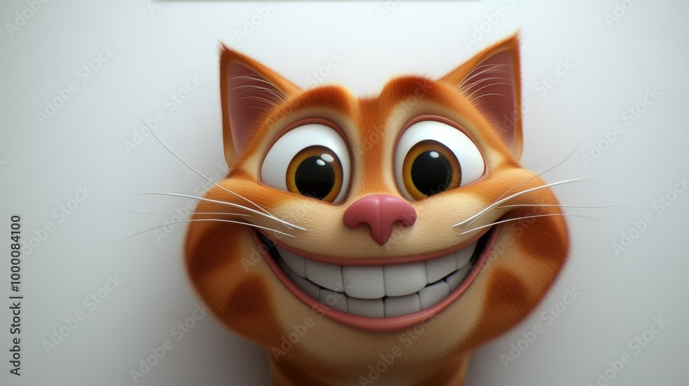 Obraz premium A cartoon cat with a big smile on its face