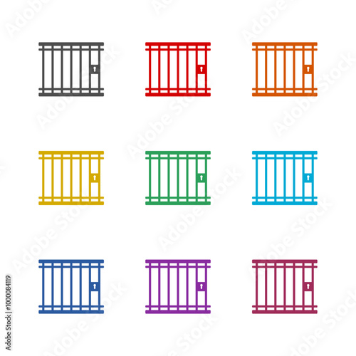 Prison bars icon isolated on white background. Set icons colorful