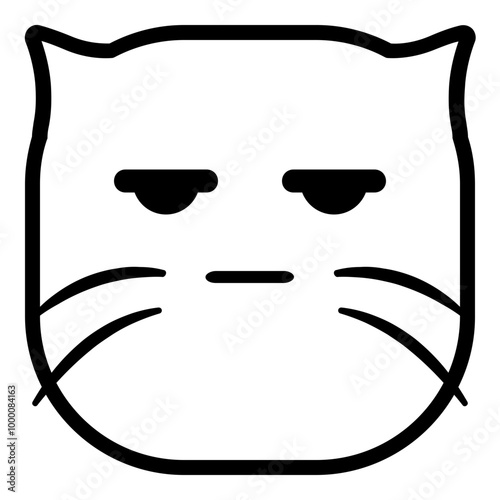 Meh Cat Emoji. Simple Animal Head Icon.