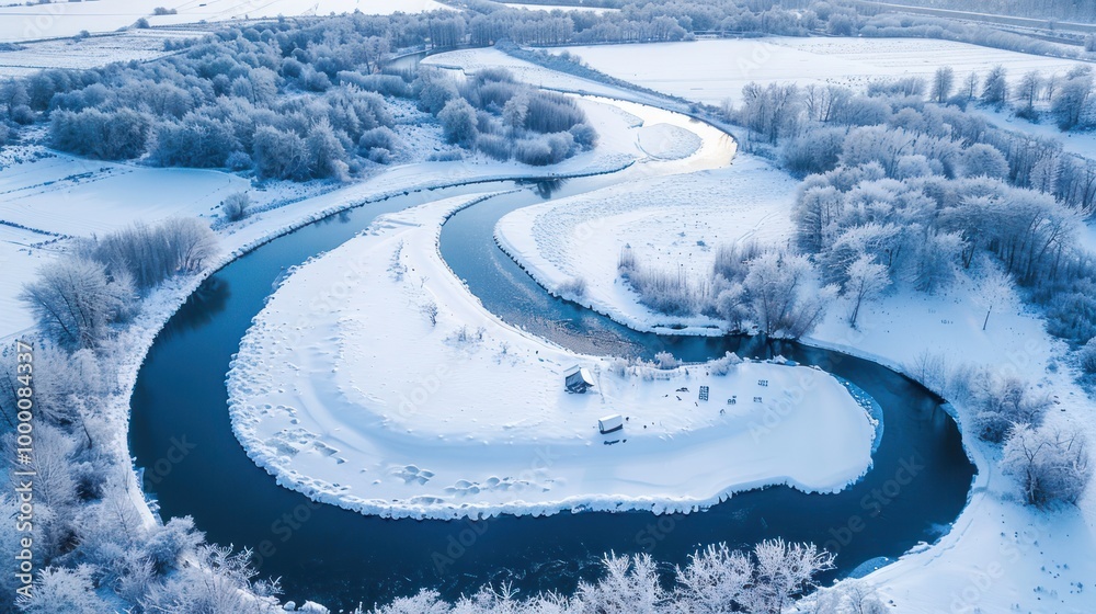 Obraz premium Serene Winter River