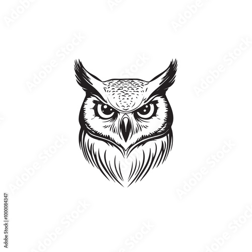 wl logo animal simple line vector logo design template owl bird planet abstract design template Simple owl head logo design icon cute animal vector  photo